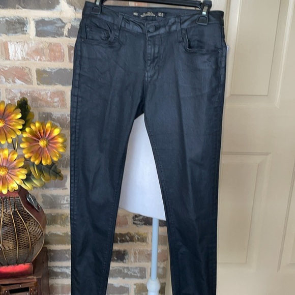 ZARA Premium Denim Black Coated Skinny Jeans Stretch Slim Fit Ankle Length Sz 4 - Picture 5 of 16